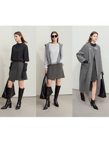 Asymmetrical A-Line Mini Skirt - Winter Office Lady Commuter Style