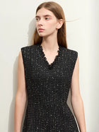 Minimalist V-Neck A-Line Midi Dress - Elegant Winter Style