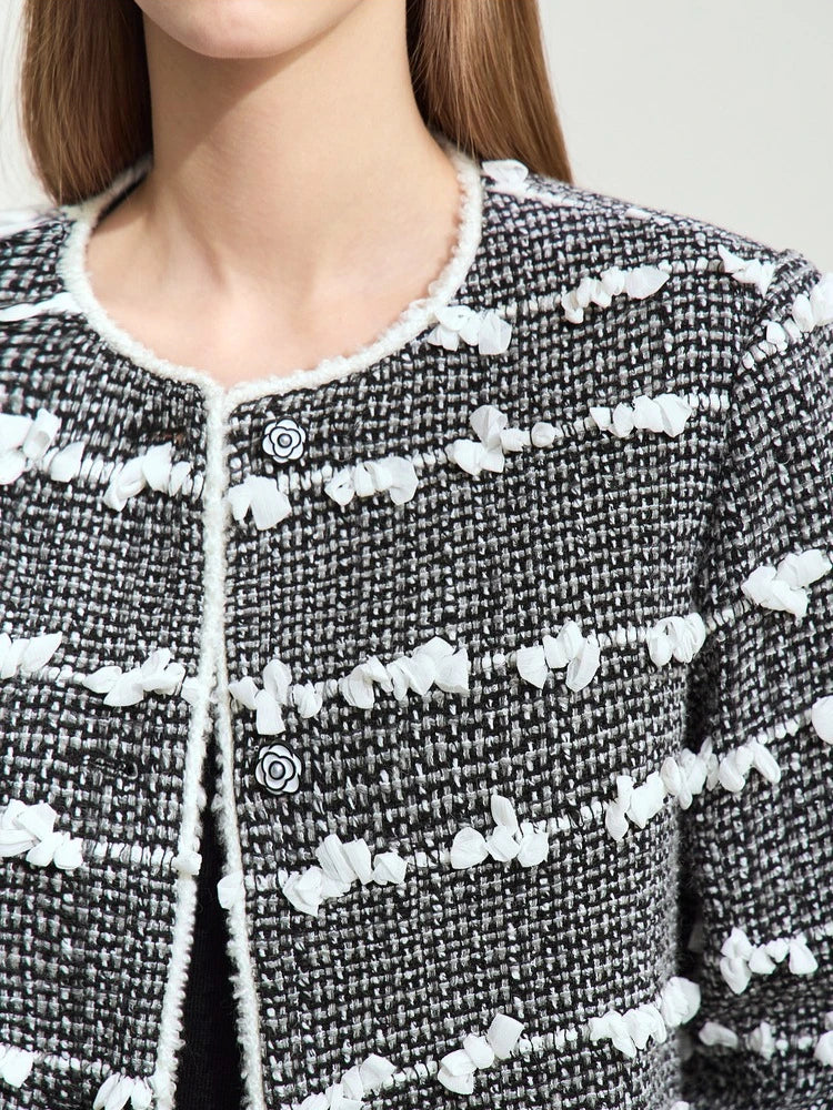 Women's Woolen Round Neck Jacket - Elegant Winter Loose Coat
