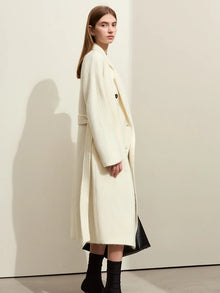 Women's Wool Mohair Long Coat - Double-Breasted Winter Overcoat