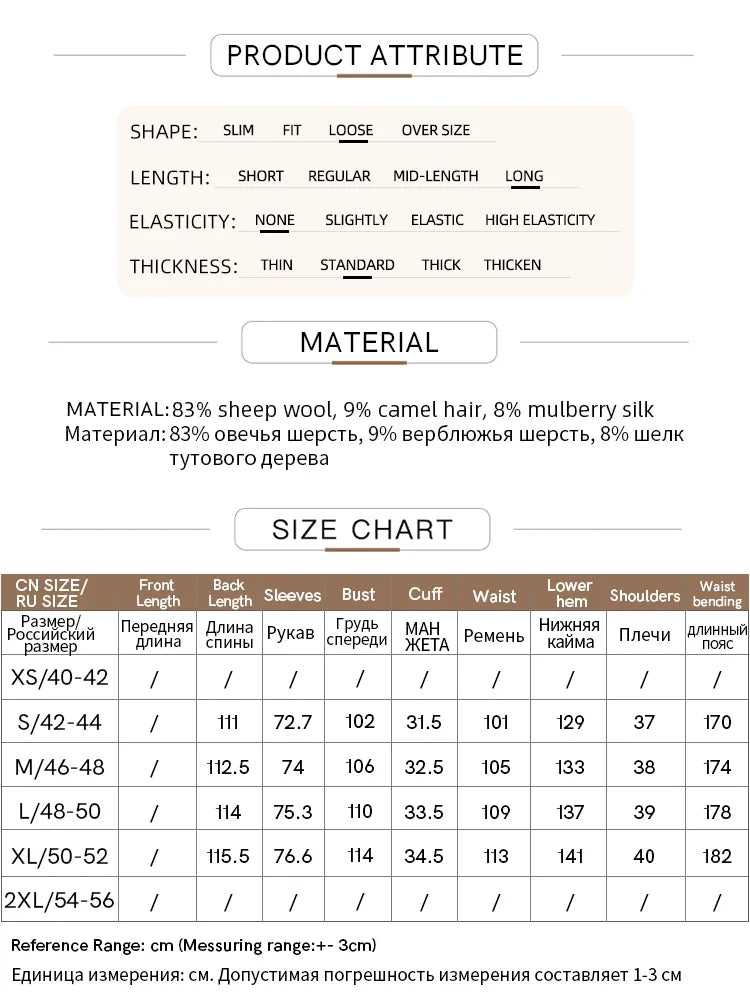 Women's Minimalist Wool & Cashmere Double-Sided Winter Coat