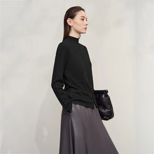 Women's Mock Neck Knitted Sweater - Autumn Long Sleeve Pullover