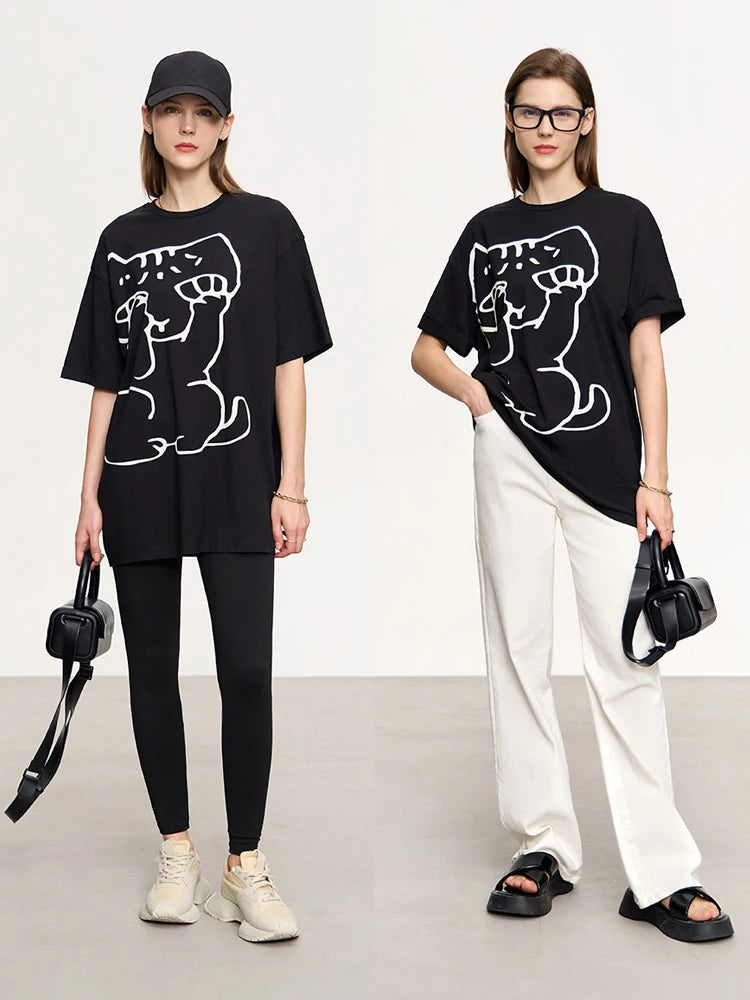 Minimalism Women's Art Print Loose Summer T-Shirt