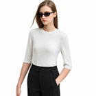 Women's Minimalist Knit Sweater - Autumn Mid-Sleeve Slim Pullover