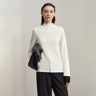 Women's Mock Neck Knitted Sweater - Autumn Long Sleeve Pullover