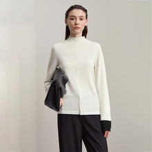 Women's Mock Neck Knitted Sweater - Autumn Long Sleeve Pullover