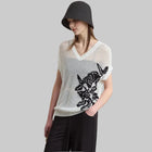 V-Neck Hollow Out Summer Sweater - Minimalist Short Sleeve Top