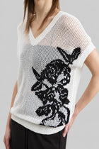 V-Neck Hollow Out Summer Sweater - Minimalist Short Sleeve Top