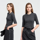 Women's Minimalist Knit Sweater - Autumn Mid-Sleeve Slim Pullover