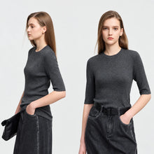 Women's Minimalist Knit Sweater - Autumn Mid-Sleeve Slim Pullover