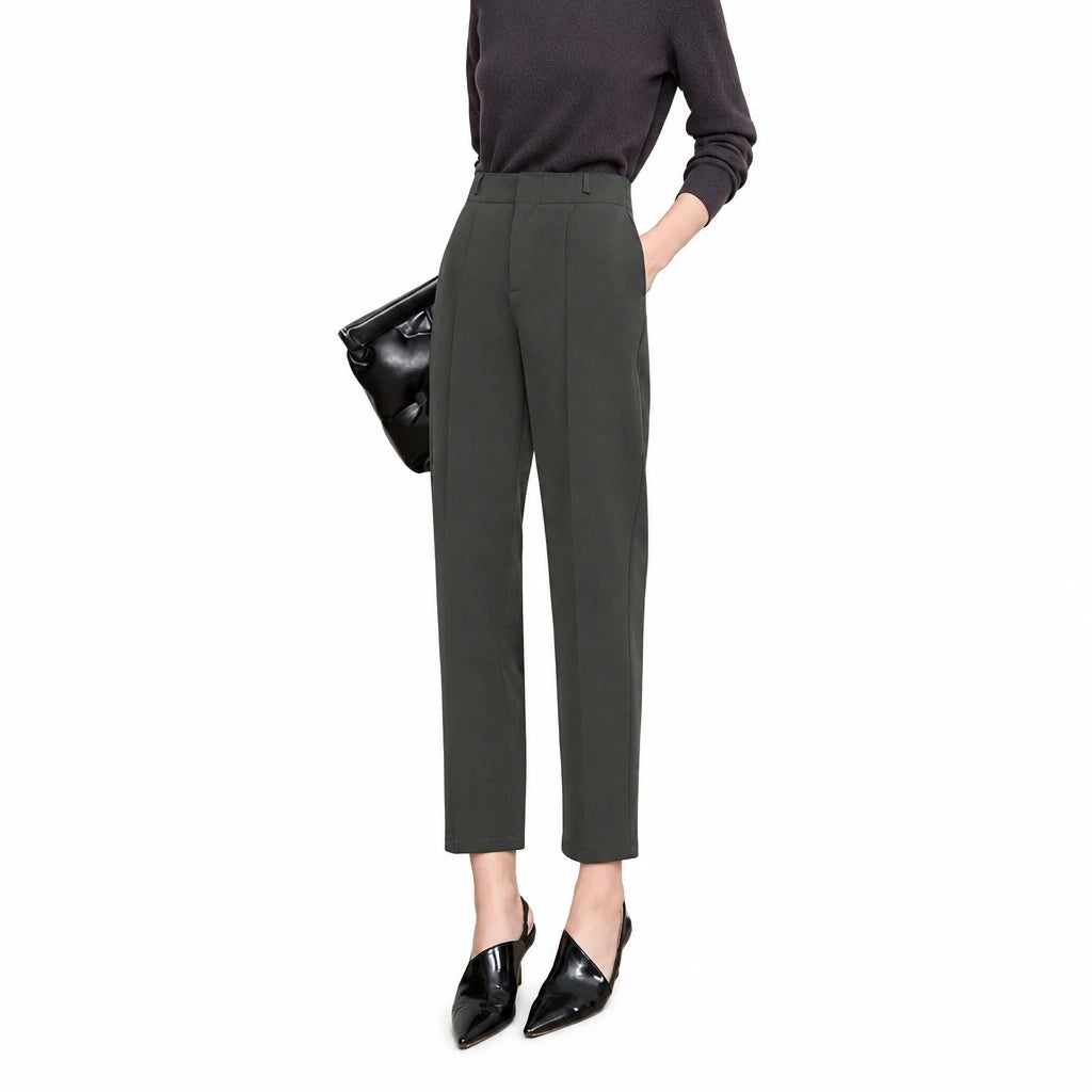 Women's Minimalist Commuter Cropped Pants - AMII Winter Casual Trousers