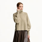 Women's Loose Turtleneck Pullover - Warm Winter Knit Sweater