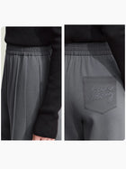 Women's Straight Pleated Pants - Minimalist Elastic Waist Casual Wear