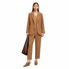 Minimalist Women's Woolen Belted Coat & Slim Casual Pants
