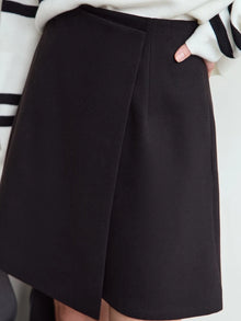 Asymmetrical A-Line Mini Skirt - Winter Office Lady Commuter Style