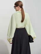 Women's Long Sleeve Chiffon Blouse - Minimalist Elegant Commuter Shirt