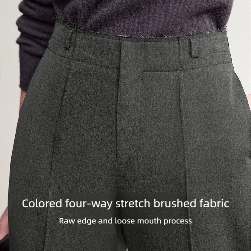Women's Minimalist Commuter Cropped Pants - AMII Winter Casual Trousers