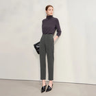 Women's Minimalist Commuter Cropped Pants - AMII Winter Casual Trousers