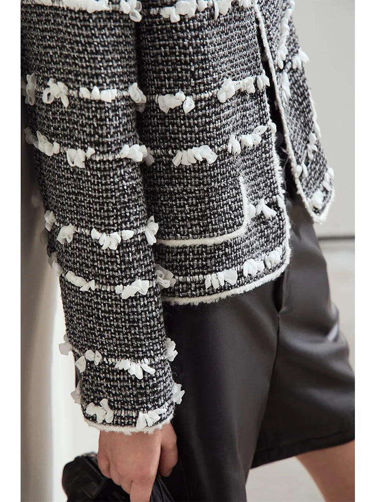 Women's Woolen Round Neck Jacket - Elegant Winter Loose Coat