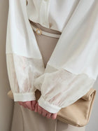 Women's Long Sleeve Chiffon Blouse - Minimalist Elegant Commuter Shirt