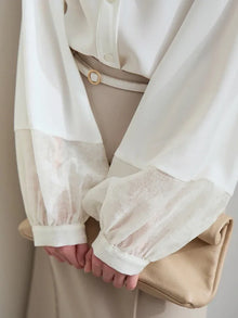 Women's Long Sleeve Chiffon Blouse - Minimalist Elegant Commuter Shirt