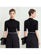 Women's Worsted Wool Half Turtleneck Sweater | Slim Minimalist Pullover