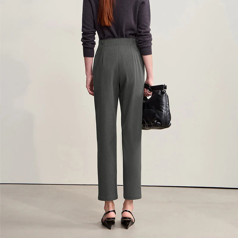 Women's Minimalist Commuter Cropped Pants - AMII Winter Casual Trousers