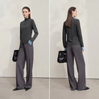Women's Mock Neck Knitted Sweater - Autumn Long Sleeve Pullover