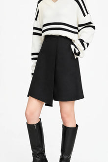 Asymmetrical A-Line Mini Skirt - Winter Office Lady Commuter Style