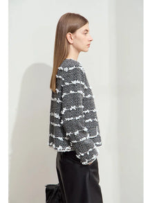 Women's Woolen Round Neck Jacket - Elegant Winter Loose Coat
