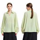 Women's Long Sleeve Chiffon Blouse - Minimalist Elegant Commuter Shirt