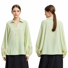 Women's Long Sleeve Chiffon Blouse - Minimalist Elegant Commuter Shirt