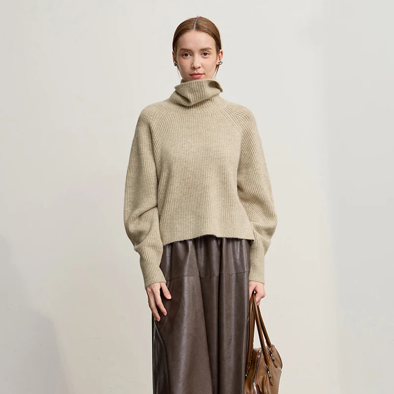 Women's Loose Turtleneck Pullover - Warm Winter Knit Sweater