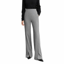 Women's High Waist Flared Slit Pants - Casual Winter Trousers