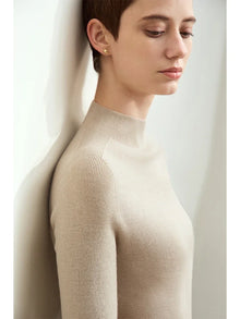 Women's Worsted Wool Half Turtleneck Sweater | Slim Minimalist Pullover
