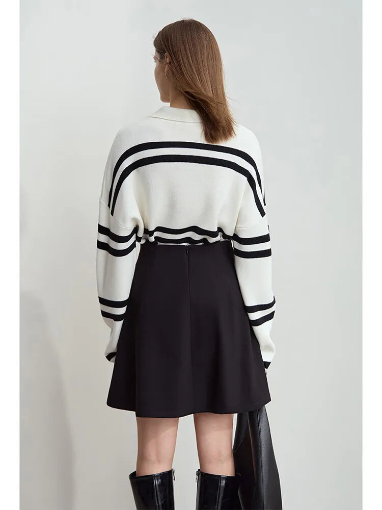 Asymmetrical A-Line Mini Skirt - Winter Office Lady Commuter Style